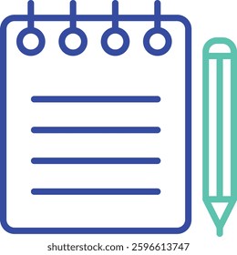 note files outline dual color vector illustration icon design