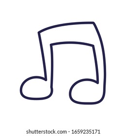 note fill style icon design, Music sound melody song musical art and composition theme Vector illustration