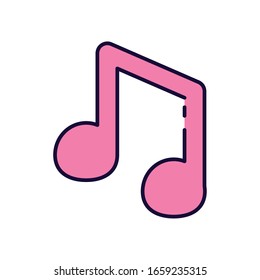 note fill style icon design, Music sound melody song musical art and composition theme Vector illustration