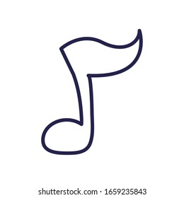 note fill style icon design, Music sound melody song musical art and composition theme Vector illustration