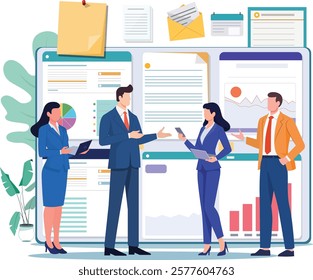 Note Financial Document, Workshop or business discussion, meeting or brainstorm new idea, training course class