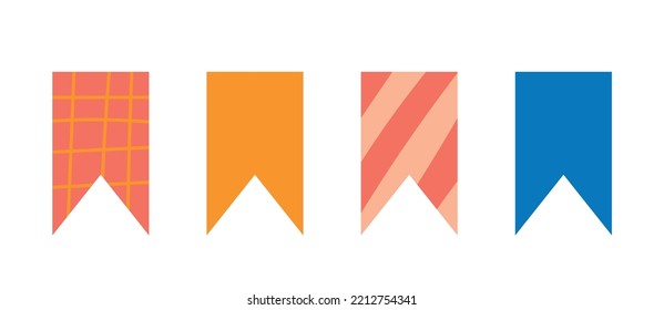 Note flags icon. Abstract stickers for schoolchildren, bookmarks for books. Love for literature and reading. Motivation and selfdevelopment, goal setting and reminder. Cartoon flat vector illustration