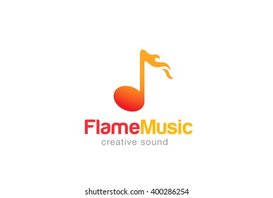 Note in Flame Music Hot sound Logo design vector template.
Fire melody Logotype concept icon.