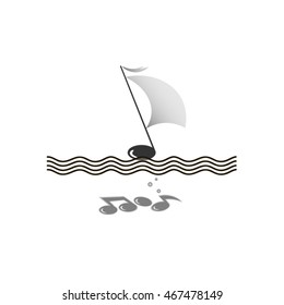note floating in the wind on the waves