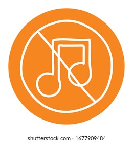 Note with forbidden symbol block line style icon design, Music sound melody song musical art and composition theme Vector illustration