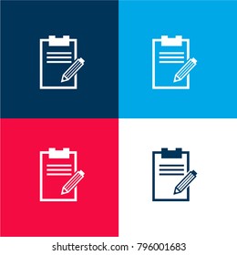 Note four color material and minimal icon logo set in red and blue