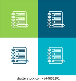 Note green and blue material color minimal icon or logo design