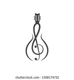 note guitar icon logo vector illustration design template