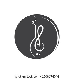 note guitar icon logo vector illustration design template