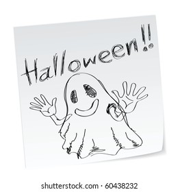 a note with hand-drawn halloween theme message - 3 of series.