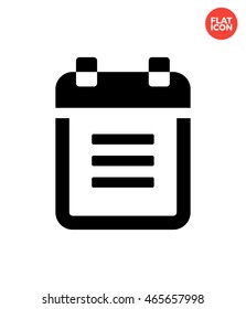 Note with horizontal spiral Icon Flat Style Isolated Vector Illustration