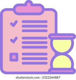 note and hourglass icon flat illustration