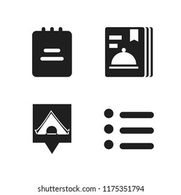 note icon. 4 note vector icons set. camping pin, note pad and list icons for web and design about note theme