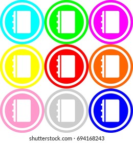 Note icon , circle sign design with different colors