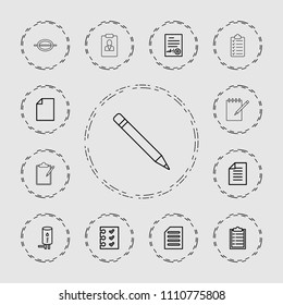 Note icon. collection of 13 note outline icons such as checklist, paper, document, signed document, geyser, clipboard. editable note icons for web and mobile.