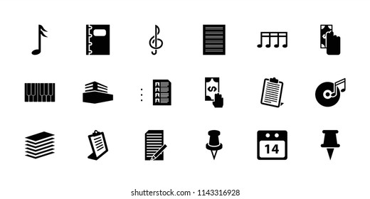 Note icon. collection of 18 note filled icons such as clipboard, cash payment, pin, documents box, 14 date calendar, document. editable note icons for web and mobile.