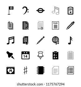 Note icon. collection of 25 note filled and outline icons such as 14 date, pen, clipboard, 14 date calendar, pin, paper, musical sharp. editable note icons for web and mobile.