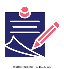 Icono de nota Color Relleno Estilo Ilustración vectorial