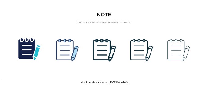 note icon in different style vector illustration. two colored and black note vector icons designed in filled, outline, line and stroke style can be used for web, mobile, ui