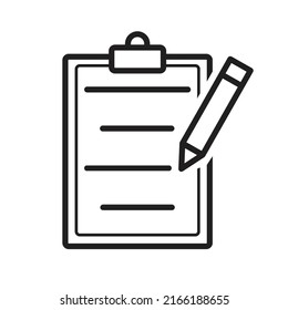 icono de nota, ilustración de icono plano de nota, icono de nota en el portapapeles con lápiz, adecuado para diseño web, logotipo, aplicación