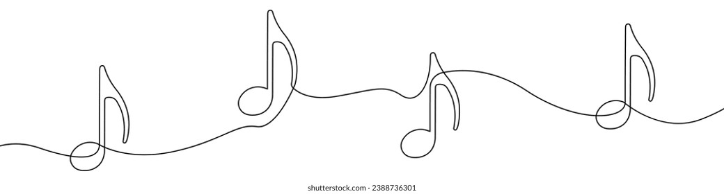 Note icon line continuous drawing vector. One line Music icon vector background. Sound icon. Continuous outline of a Note icons.
