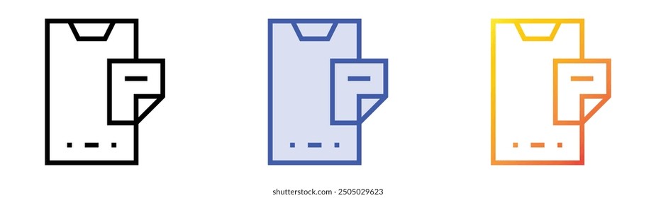 Notizsymbol. Lineares, blaues Füllungs- und Farbverlauf-Design einzeln auf weißem Hintergrund