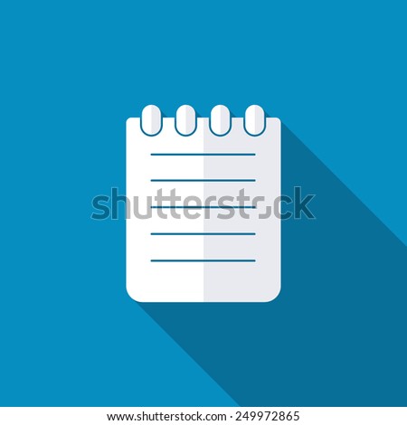 Note icon. Modern design flat style icon with long shadow effect