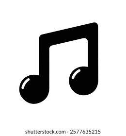 note icon, music symbol, black sign, simple flat isolated on transparent background