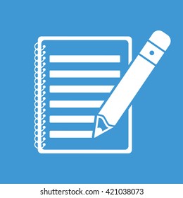 Note icon on blue background.