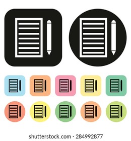 Note icon. Pencil icon. Vector