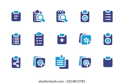 Note icon set. Duotone color. Vector illustration. Containing clipboard, notes, task, prescription, sticky notes.