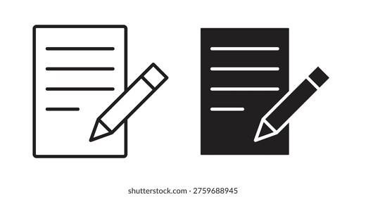 Note icon set in flat and line style vectors