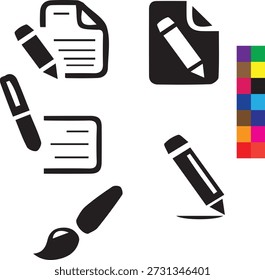 Note icon set illustration including notepad signs and symbols for reminders, writing, tasks and documentation. Ideal for productivity apps, office tools and UI interface design.