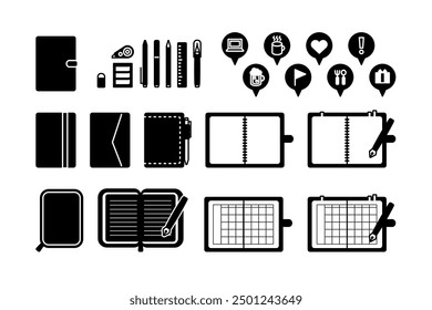 Note icon set. Made with simple lines.