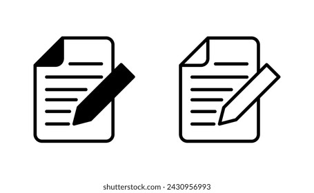 Note icon set. notepad icon vector. edit file. write icon