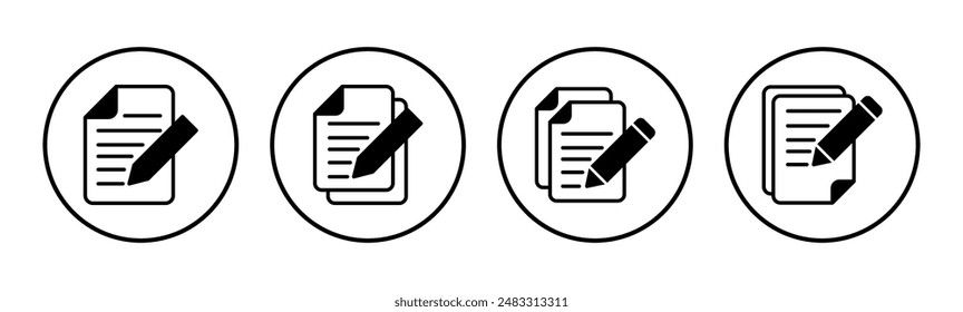 Note icon set. notepad icon vector. edit file. write icon
