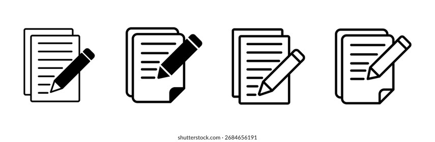 Conjunto de ícones de notas. bloco de notas ícone vetor. editar arquivo. escrever ícone