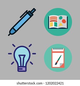 note icon set. vector set about office material, open book, idea and notes icons set.