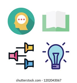 note icon set. vector set about idea, thinking, push pin and open book icons set.