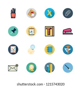 note icon set. vector set about thinking, school material, pen and pens icons set.