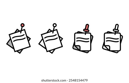 Notizensymbolsatz. Vektorgrafik.