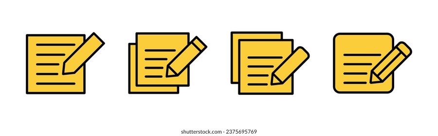Note icon set for web and mobile app. notepad sign and symbol