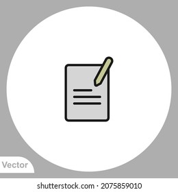 Vector de signo de icono de nota,Símbolo, ilustración de logotipo para web y móvil