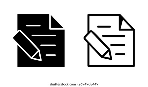 Símbolo do ícone de nota para aplicativos e sites. sinal e símbolo do bloco de notas