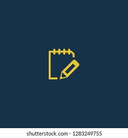 Note icon, note symbol. Flat vector sign isolated on blue background. Simple vector illustration for graphic and web design.