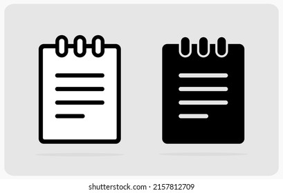 Note icon thin line and silhouette style, for web and mobile, Flat design style in vector illustration.