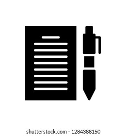 Note Icon Vector Illustration in Glyph Style for Any Purpose