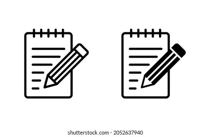 Note icons set. notepad sign and symbol