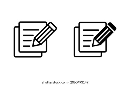 Conjunto de iconos de nota. signo y símbolo de la anotación