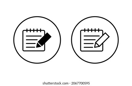 Note icons set. notepad sign and symbol